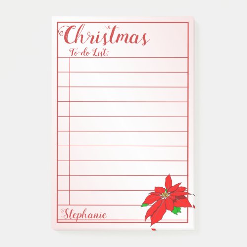 Name  Christmas To_Do List  Red Poinsettia Post_it Notes