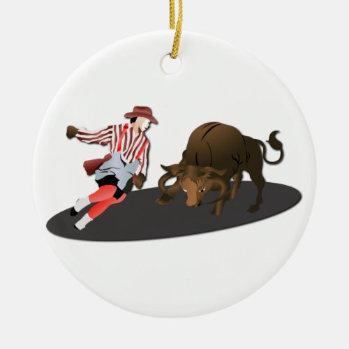 NAME Clown and Bull 1_No_Text Ceramic Ornament