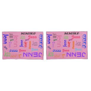 Name Collage 🎁 Amazing Word Cloud Fun Fa Hot Pink Pillow Case