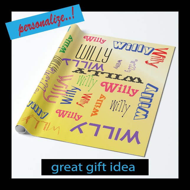 Name Collage 🎁 Amazing Word Cloud Fun Fab Wrapping Paper (Creator Uploaded)