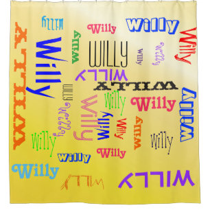 Name Collage Customizable Yellow Shower Curtain