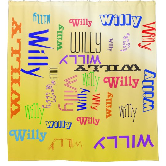 Name Collage Customizable Yellow Shower Curtain