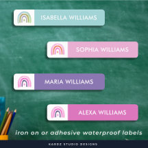 Name Color Kids Iron On Clothes Labels