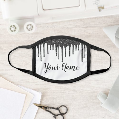 Name Color Therapy Black White Drips Cotton Covid Face Mask