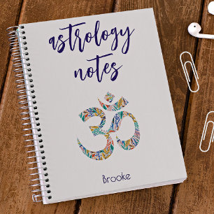 Name, Colorful Botanical Om Symbol Notebook