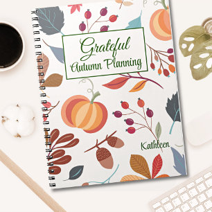 Name, Colorful Grateful Fall Autumn Journaling Notebook
