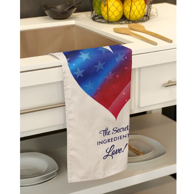Name || Colorful Patriotic Pattern Heart and Quote Kitchen Towel (Creator Uploaded)