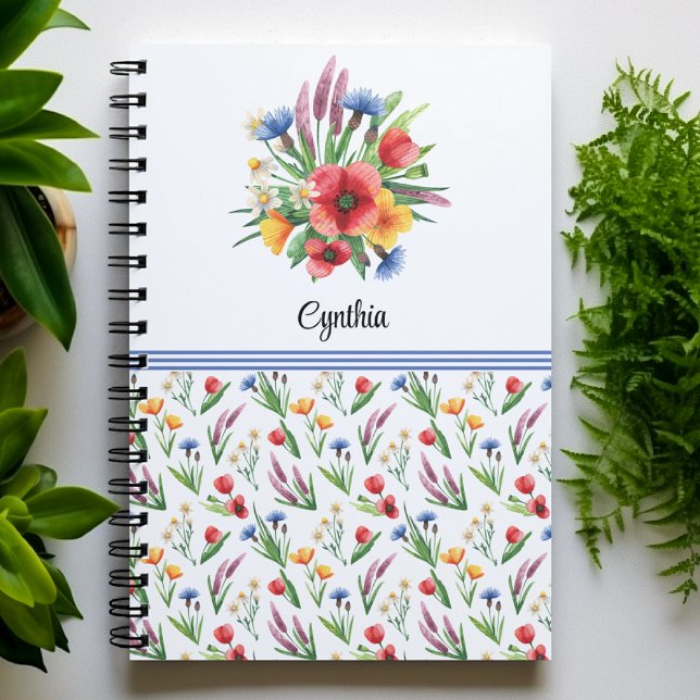 Name, Colorful Summer Watercolor Wildflowers Notebook (Creator Uploaded)