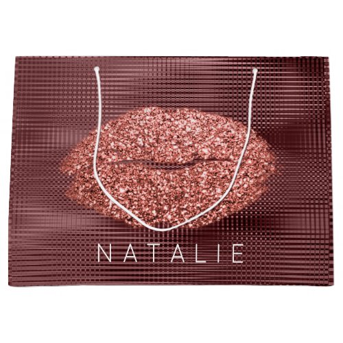 Name Copper Grill Metallic Kiss Lip Glitter Bronze Large Gift Bag