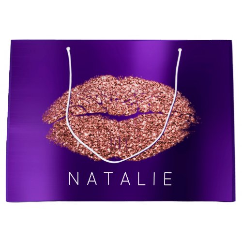 Name Copper Violet Plum Kiss Lip Glitter Pupple Large Gift Bag