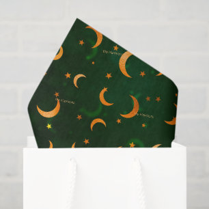Name, Crescent Moons & Stars Bokeh Pattern Tissue Paper