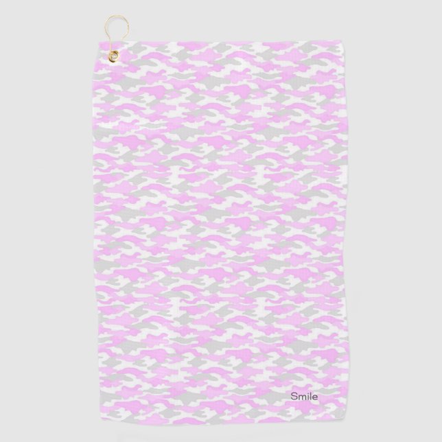 Name Custom Camo (Pink) Golf Towel (Front)