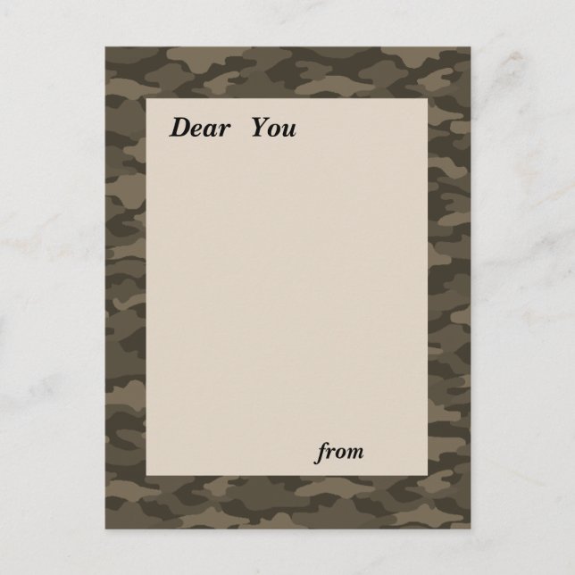 Name Custom Camouflage (Sepia) Postcard (Front)