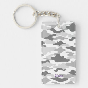 Name Custom Camouflage (White) Keychain