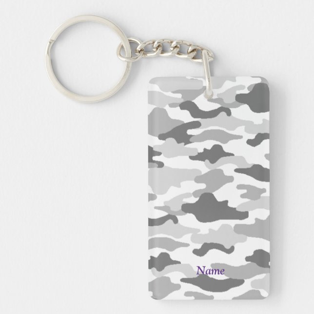 Name Custom Camouflage (White) Keychain (Front)