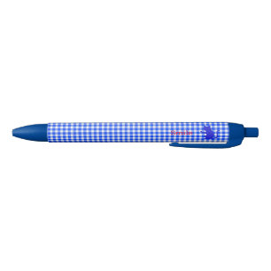 Name Custom CAT & Check (Blue) Black Ballpoint Pen