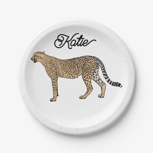 Name Custom Cheetah Paper Plates