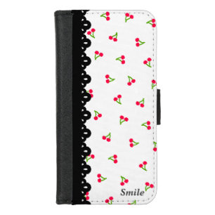 Name Custom Cherry & Lace (White) iPhone Wallet Ca