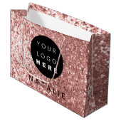Name Custom Logo Glitter Rose Blush Powder Large Gift Bag (Front Angled)