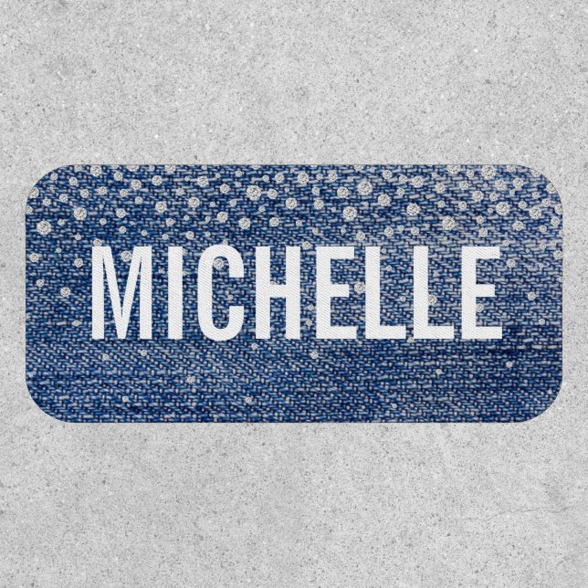 Name Custom Monogram Denim Diamond Patch (Front)