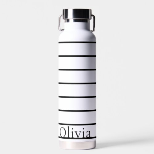 Name custom script special elegant black white water bottle