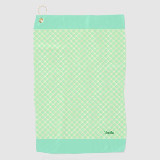 Name Custom Tartan Check (Mint Green) Golf towel (Front)