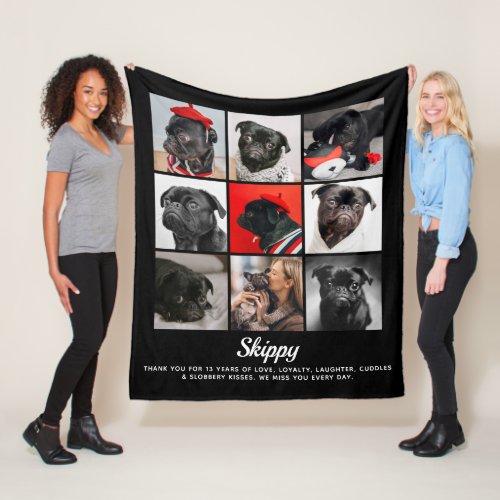 Name  Custom Text 9_Photo Collage Pet Memorial Fleece Blanket