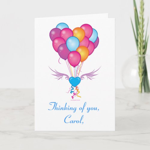 Name Customizable Get Well with Hearts and Balloon Card