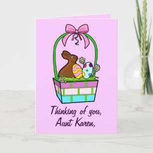 Name Customizable Happy Easter Eggs, Bunny and Bow Holiday Card