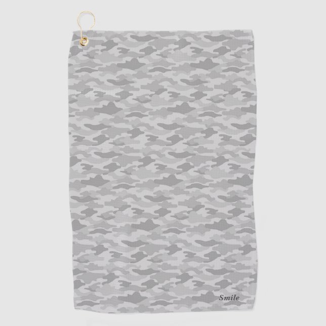 Name Customization Camo Gray Golf Towel (Front)