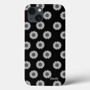Name Customization Sunflower Black iPhone 13 Case