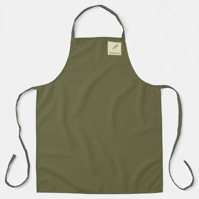 Name Customization Sustainable Life Green Apron (Front)