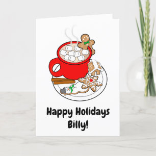 Name Customize Cocoa with Holiday Christmas Treats Card
