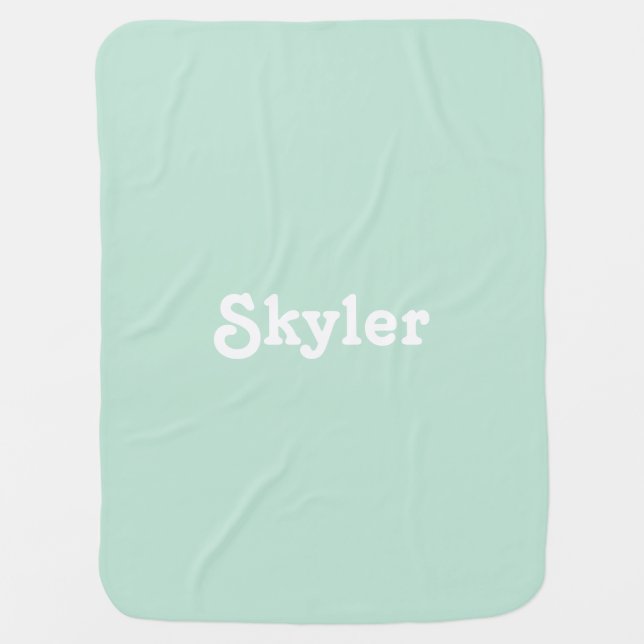 "name" customize name - baby blanket seafoam mint (Front)