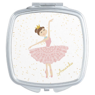 Name cute ballerina compact mirror