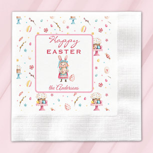 Name, Cute Happy Easter Coined Cocktail Napkins