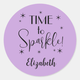 Name Cute Lavender Time to Sparkle 1.25-in Classic Round Sticker