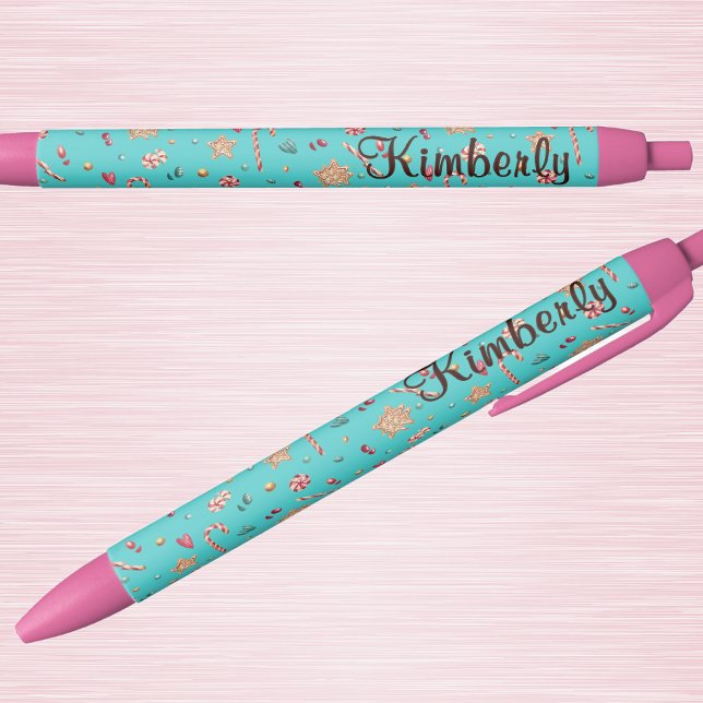 Name || Cute Turquoise Holiday Candy Pattern Ink Pen (Creator Uploaded)