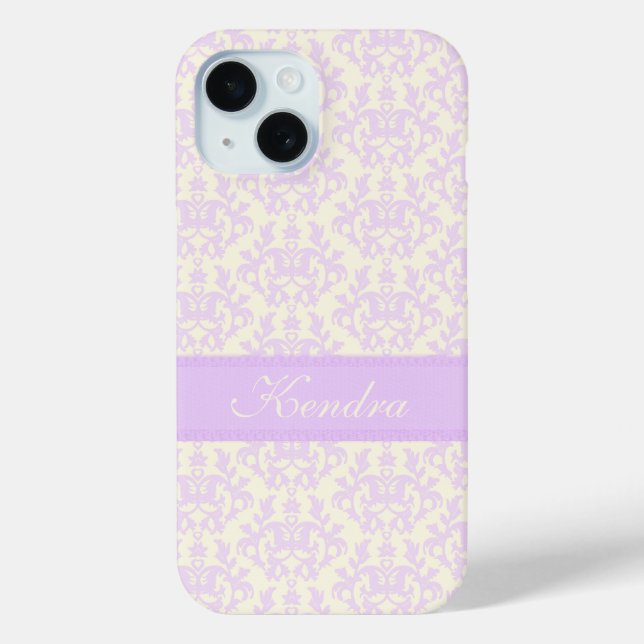 Name damask light purple & cream  Case-Mate iPhone case (Back)