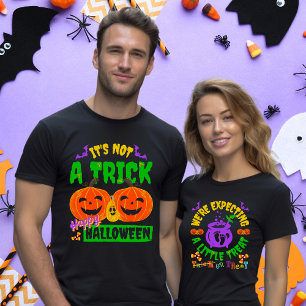Name Date Couple Halloween Pregnancy Announcement T-Shirt