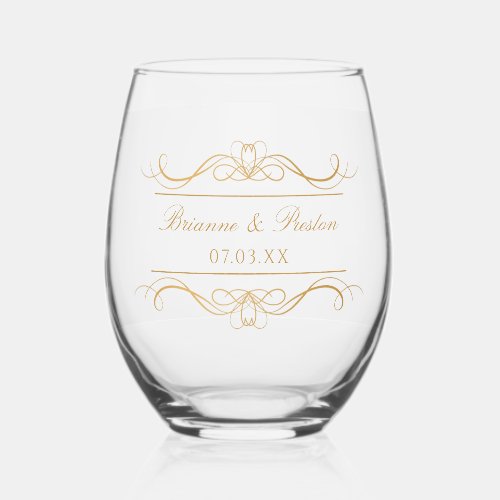 Name & Date Modern Elegant Gold Swirl Wedding