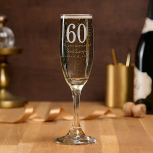 Name Date Sixty 60th Birthday Party Champagne Flute