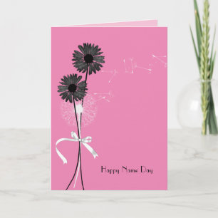 Name Day black daisies and dandelion Card