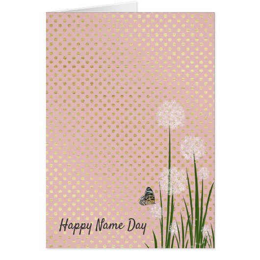 Name Day-butterfly on puff flower (Front)