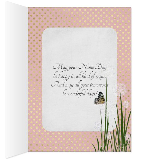 Name Day-butterfly on puff flower (Inside (Right))