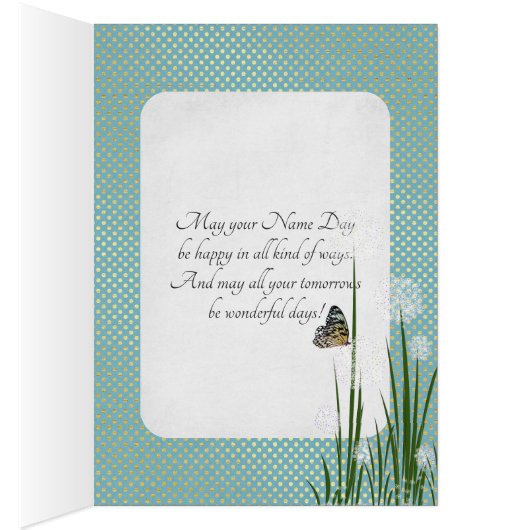 Name Day-butterfly on puff flower (Inside (Right))