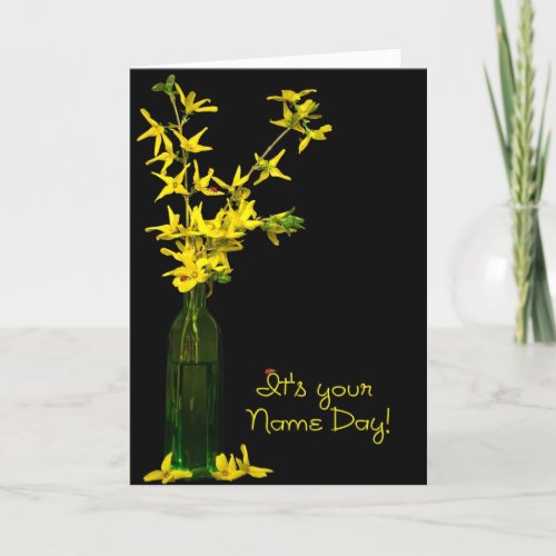 Name Day Forsythia Bouquet Card