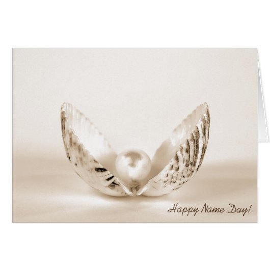 Name Day-pearl in oyster shell Cards (Front Horizontal)