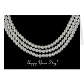Name Day-pearl necklace on black (Front Horizontal)