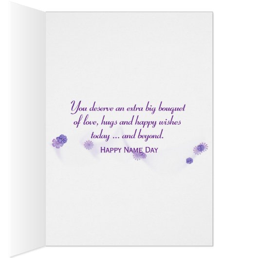 Name Day purple tulip bouquet on white (Inside (Right))